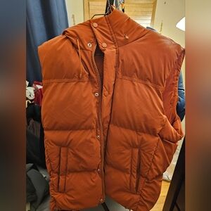Zara Orange Puffer Vest with Hood